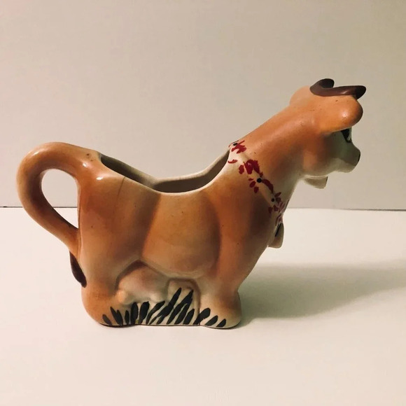 Vintage McMaster Pottery Cow Creamer Canada 7  Inch Long Flaws - Picture 6 of 16